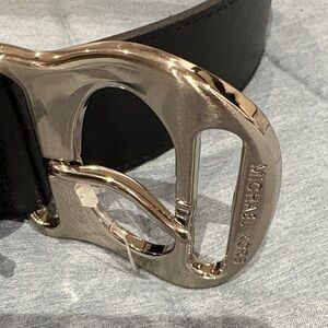 Michael Kors Black Belt with Polished Silver Buckle